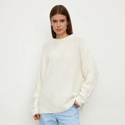 Loose-Fit Lantern Sleeve Knit Sweater
