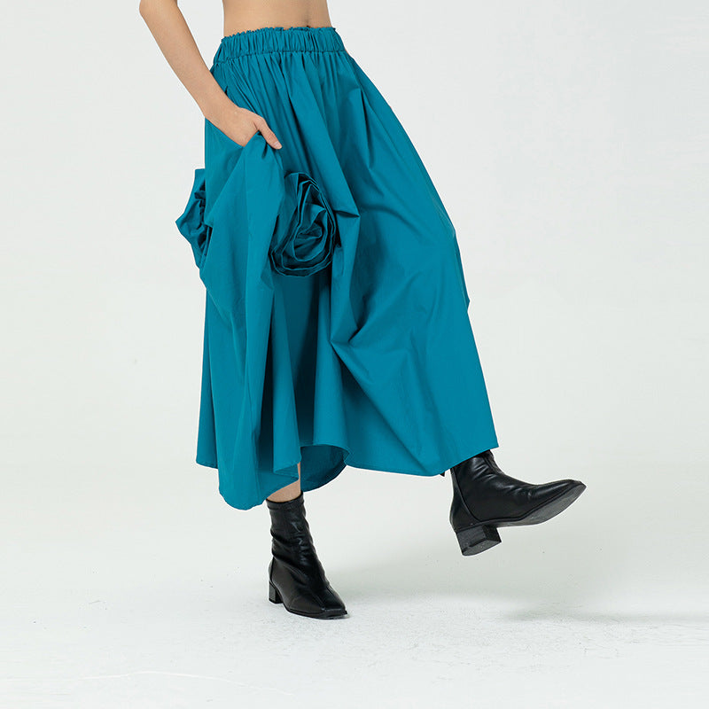 The Three-Dimensional Flower Bud Skirt Shows A Thin Floral Decorative Skirt, And The Design Is Irregular Skirt