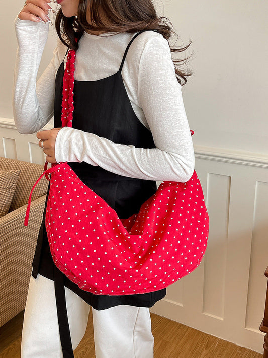 Casual Dotted Doughnut Bag Soft Canvas Shoulder Bag
