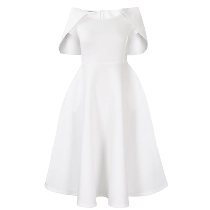 Elegant A-Line Dress With Puff Sleeves