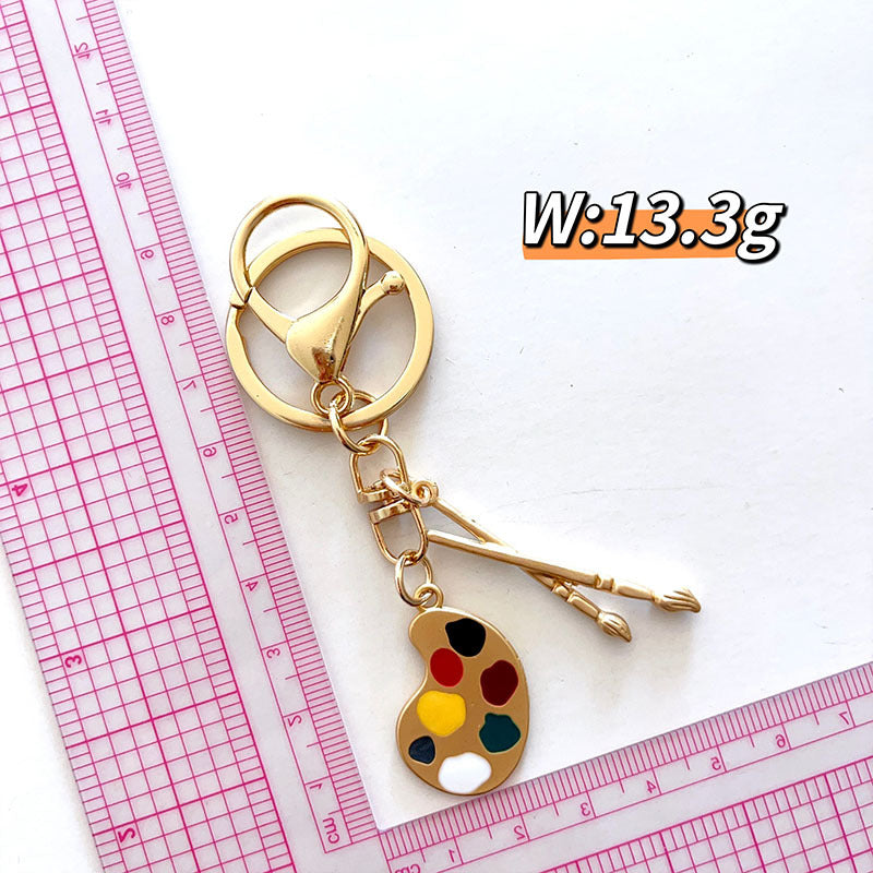Artist Charm Alloy Paint Palette Keychain