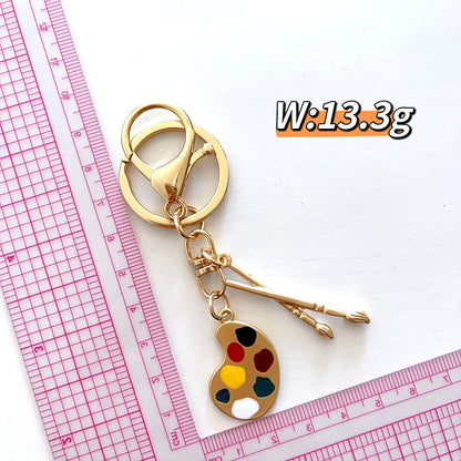 Artist Charm Alloy Paint Palette Keychain