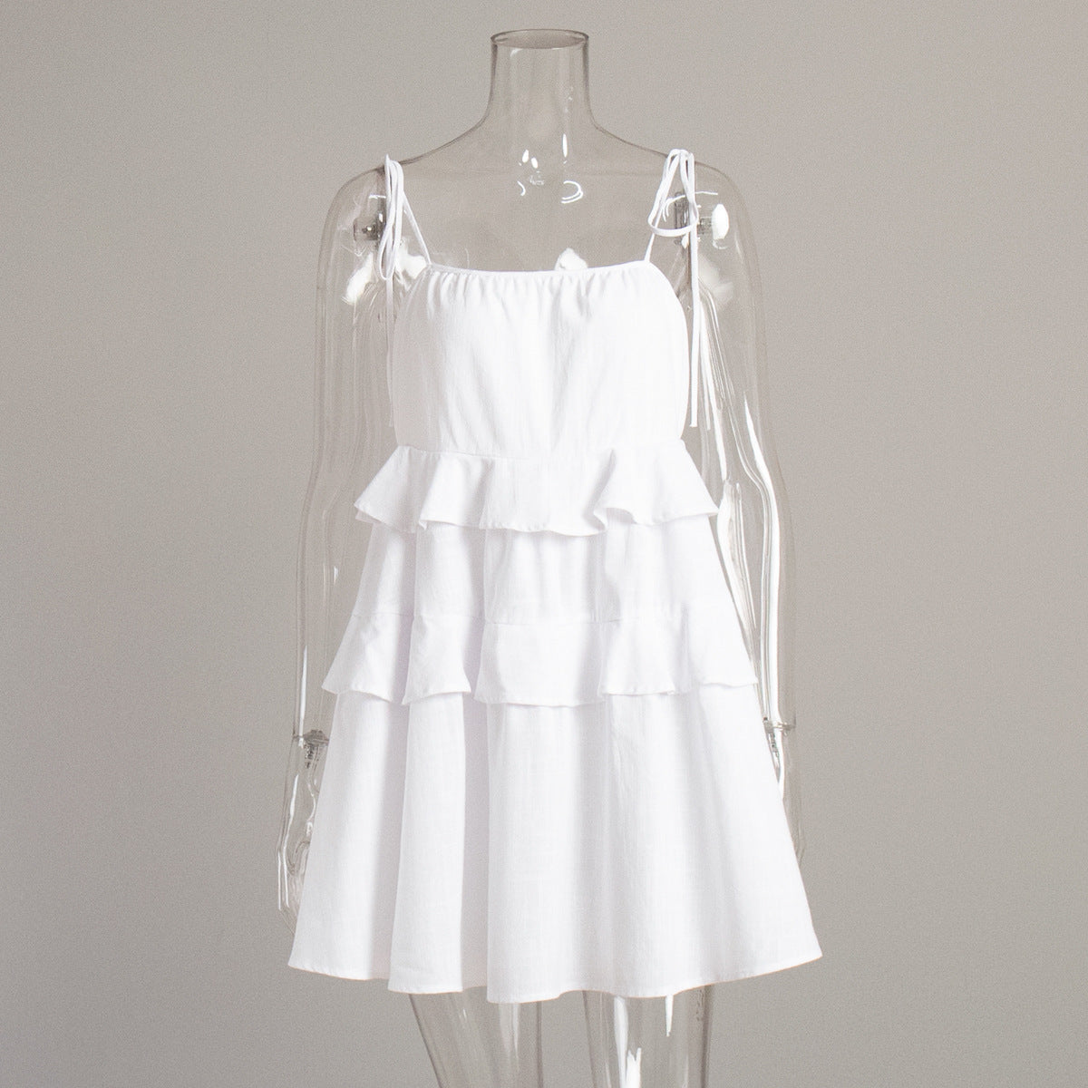 Layered Ruffle Mini Dress Comfortable Casual Cotton