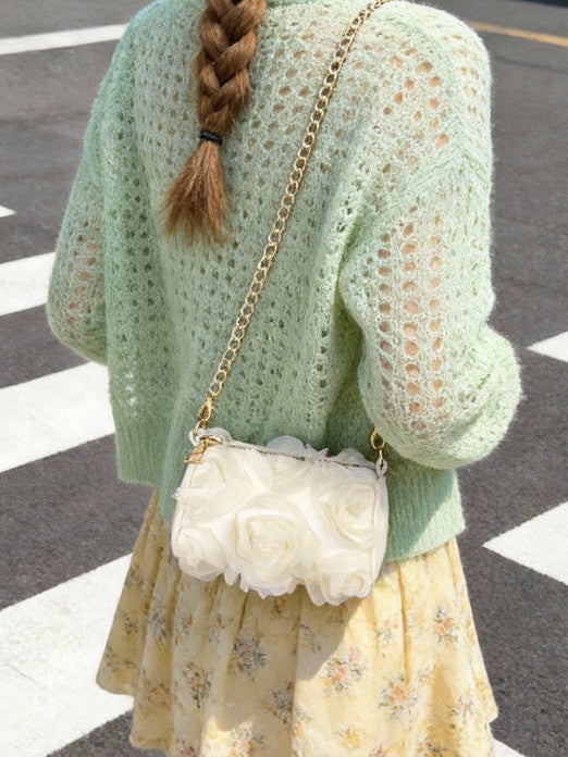 Trendy Floral Lace Cylinder Crossbody Bag