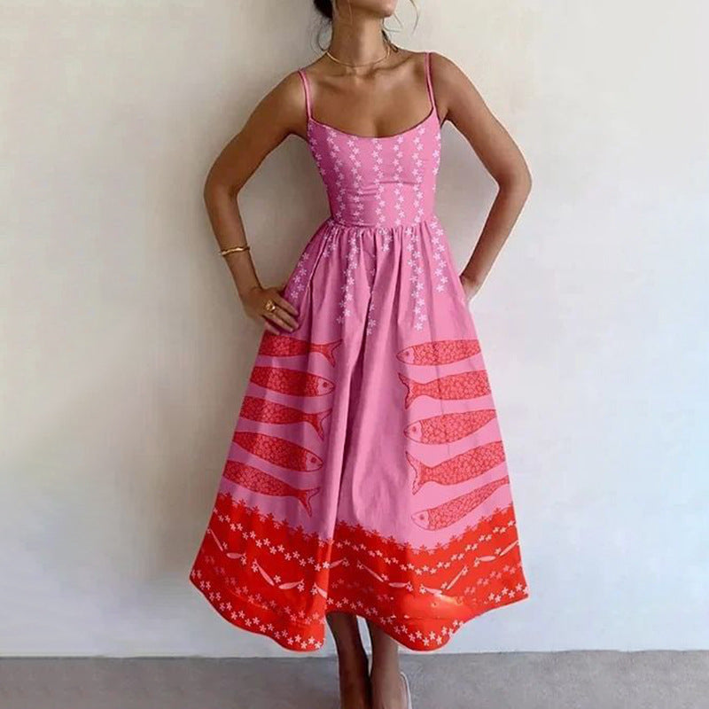 New Women's Casual A-Line Dress Solid Color Pleated Maxi Dress