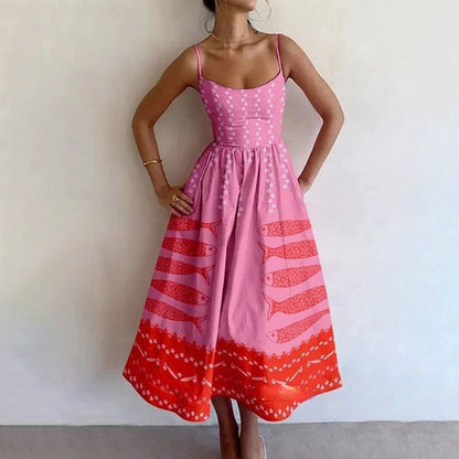New Women's Casual A-Line Dress Solid Color Pleated Maxi Dress