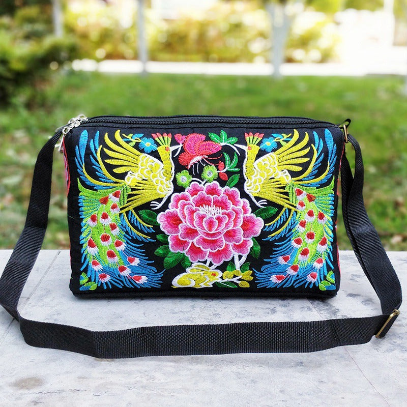 Antique Double-Sided Embroidery Crossbody Bag Small Bag Crossbody Bag Women'S Canvas Shoulder Bag