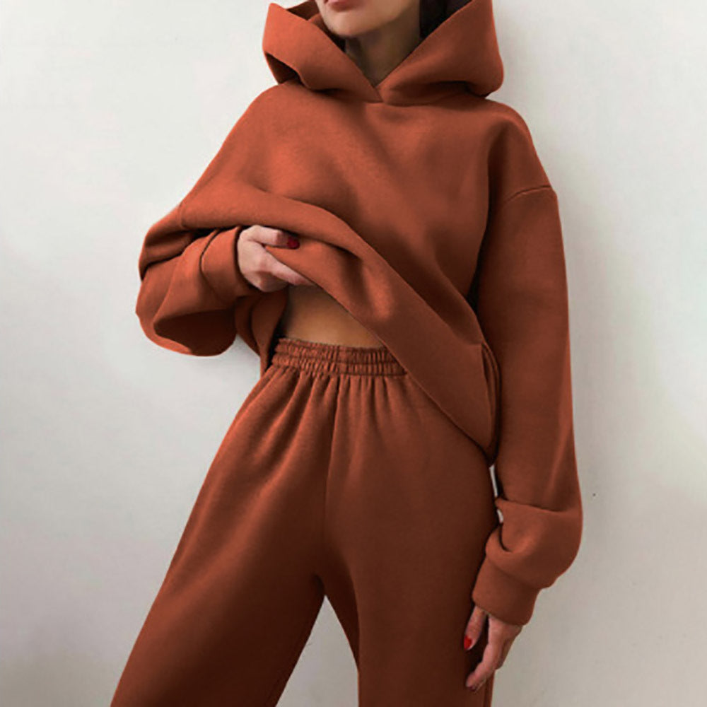 Hooded Sweatshirt And Long Pants Set Casual All-Season Outfit