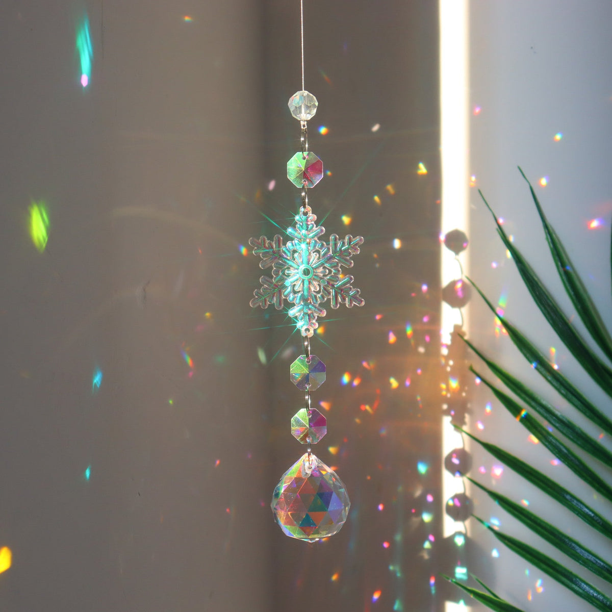 3+ Colorful Snowflake Crystal Suncatcher Hangings