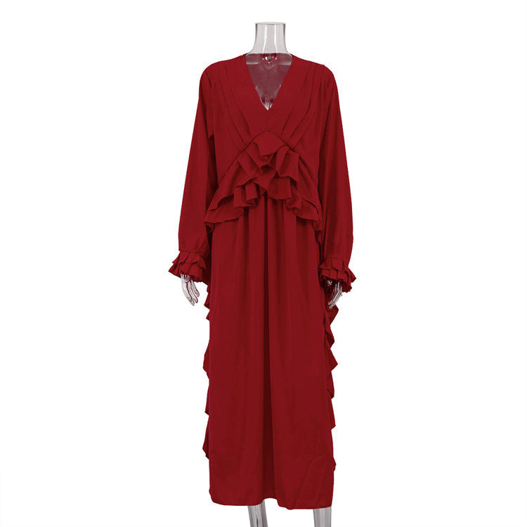 French Ruffle Sleeve Long Sleeve Dress