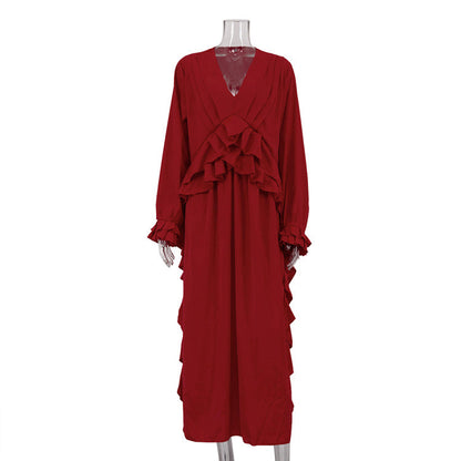 French Ruffle Sleeve Long Sleeve Dress