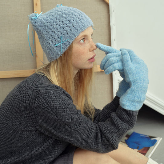 Knitted Fingerless Gloves Soft Warm Wool Blend for Women