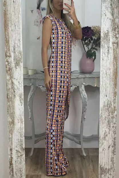 Trendy Floral Print Sleeveless Top and Long Pants Set