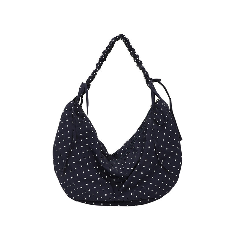 Casual Dotted Doughnut Bag Soft Canvas Shoulder Bag