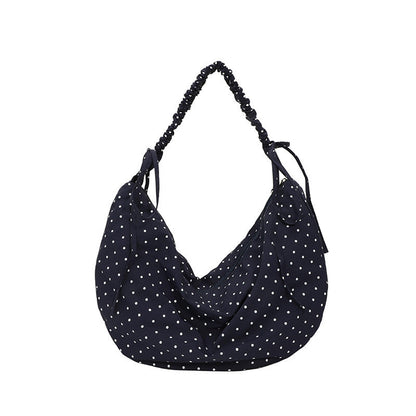 Casual Dotted Doughnut Bag Soft Canvas Shoulder Bag