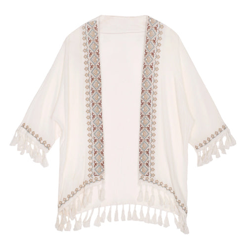 Ethnic Style Embroidery Bohemian Tassel Cardigan, Elegant And Super Immortal Sun Protection Shirt, Beach Outerwear, Loose And Thin Jacket