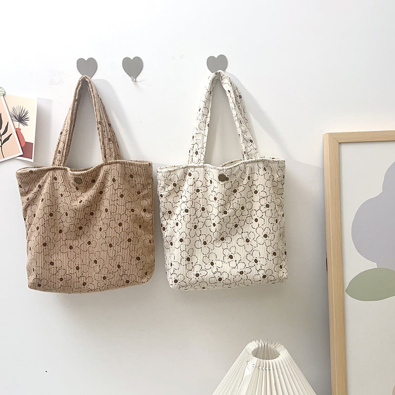 Cozy Velvet Floral Canvas Tote Bag for Everyday Use