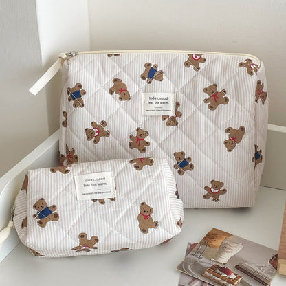 Cute Striped Bear Cosmetic Travel Organizer Bag