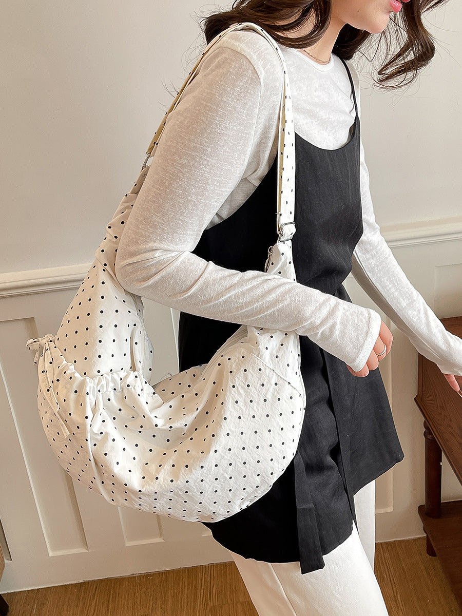 Casual Dotted Doughnut Bag Soft Canvas Shoulder Bag
