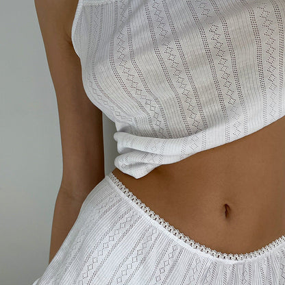 Sexy Lace Spaghetti Shorts Knit Loungewear