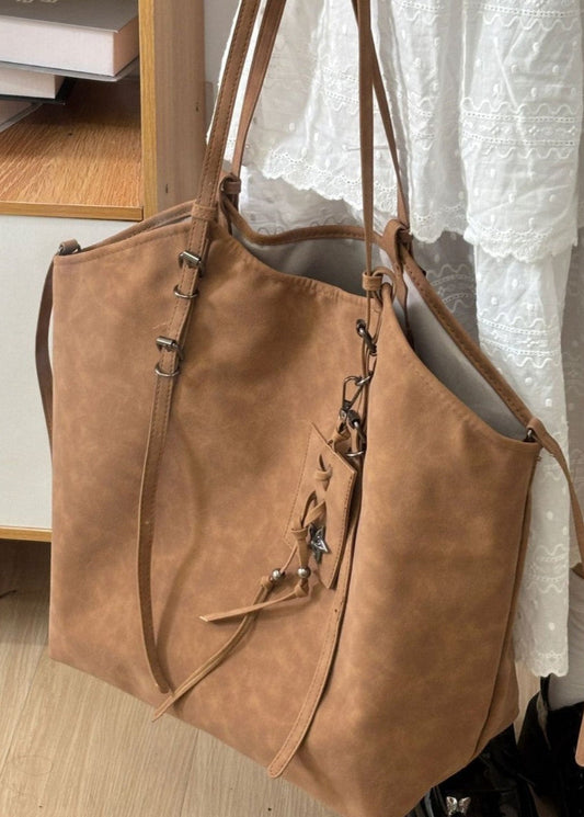 Faux Leather Tote Bag With Adjustable Straps
