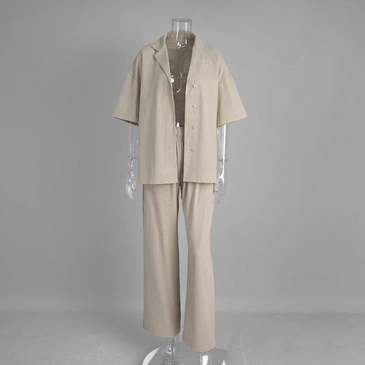 Cotton Casual Short Sleeve Top and Pants Set