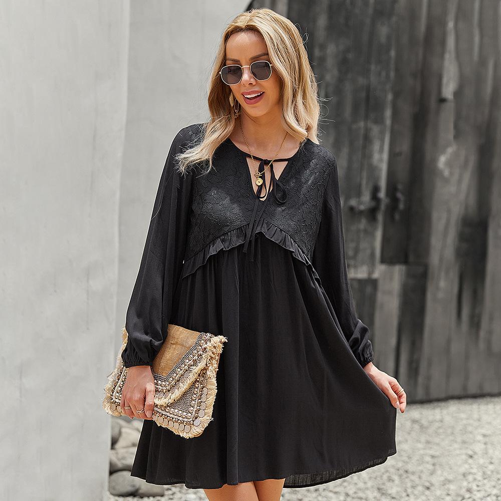 Long Sleeve V-Neck Sexy Dress Casual Style