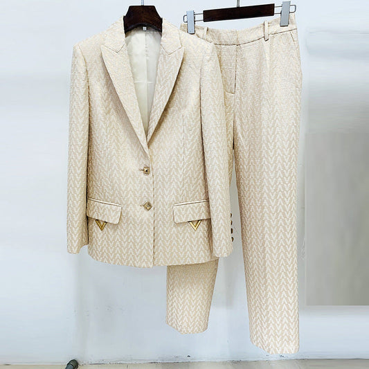 Patterned Suit Set Trendy Urban Style