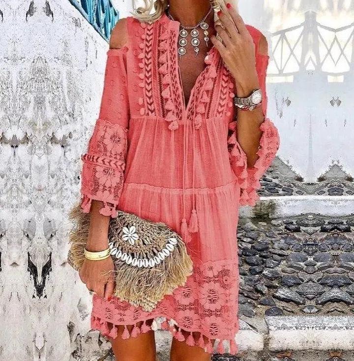 Spring And Summer New 7 Colors Boho Dress Ladies Fashion Sweet Lady Dress Plus Size S-5Xl