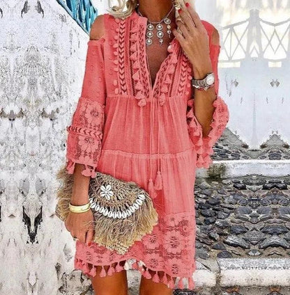 Spring And Summer New 7 Colors Boho Dress Ladies Fashion Sweet Lady Dress Plus Size S-5Xl