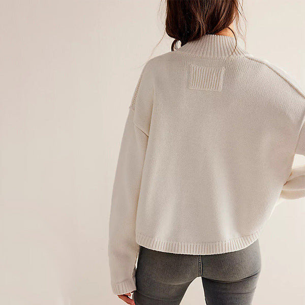 Stand Collar Button Cardigan