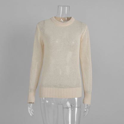 Comfortable Knit Crew Neck Sweater for Women