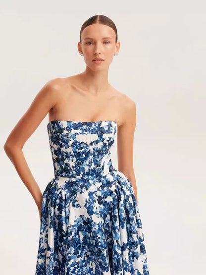 Elegant Off-Shoulder Princess Dress 3D Pattern Polyester Evening Gown