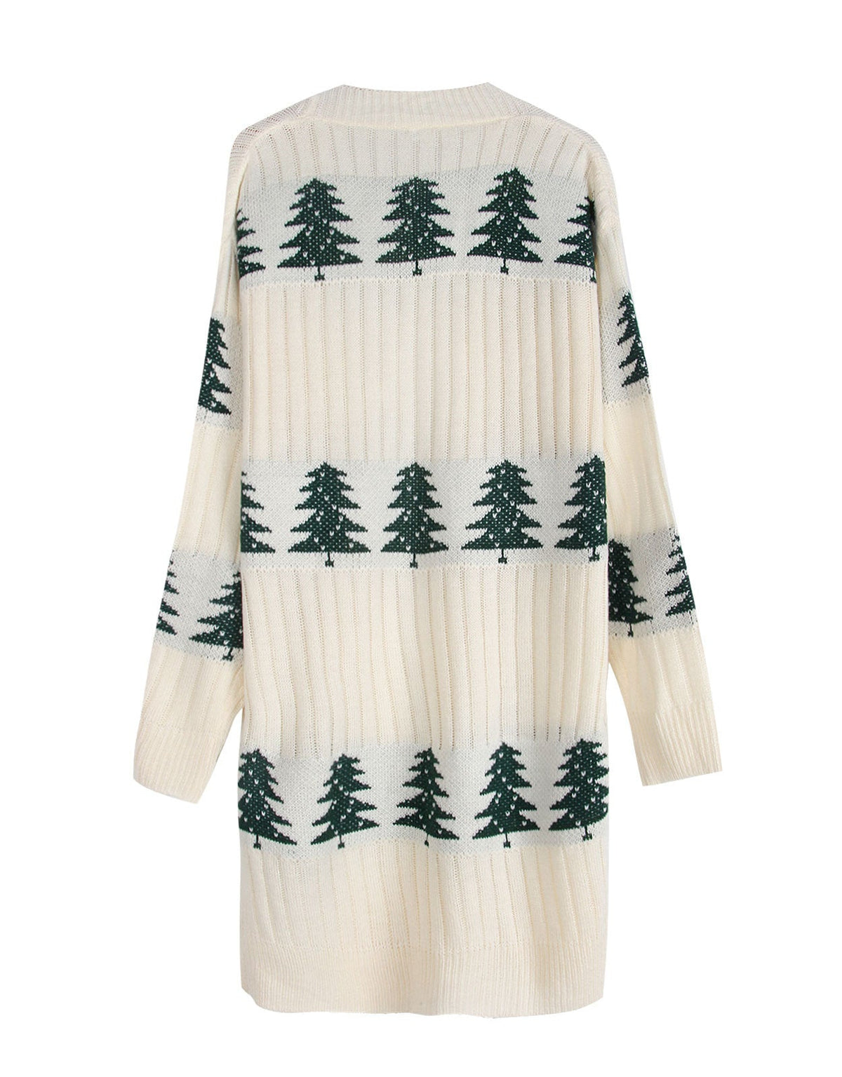 Trendy Embroidery Christmas Tree Knit Long Cardigan