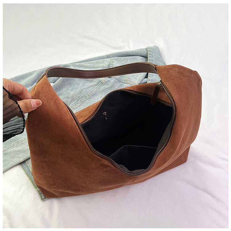 Vintage Suede Tote Commuter Underarm Bag