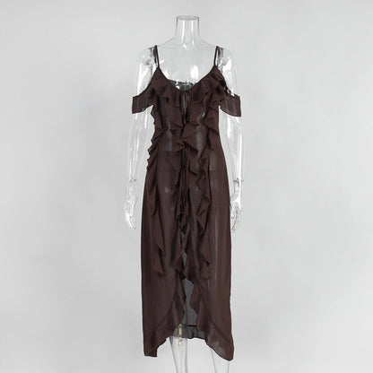Sexy Ruffled V-Neck Camisole Dress