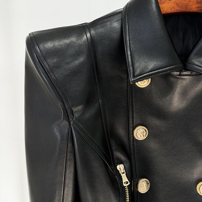Trendy Motorcycle Jacket With Double Breasted Design