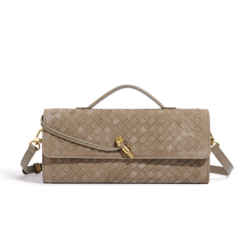 Vintage Woven Evening Satchel Suede Handbag