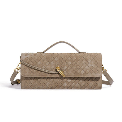 Vintage Woven Evening Satchel Suede Handbag