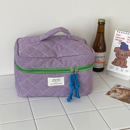Classic Plaid Cosmetic Bag Minimalist Travel Pouch