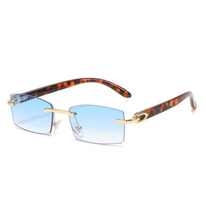 Trendy Unframed Square Sunglasses Jelly Color UV400 Protection
