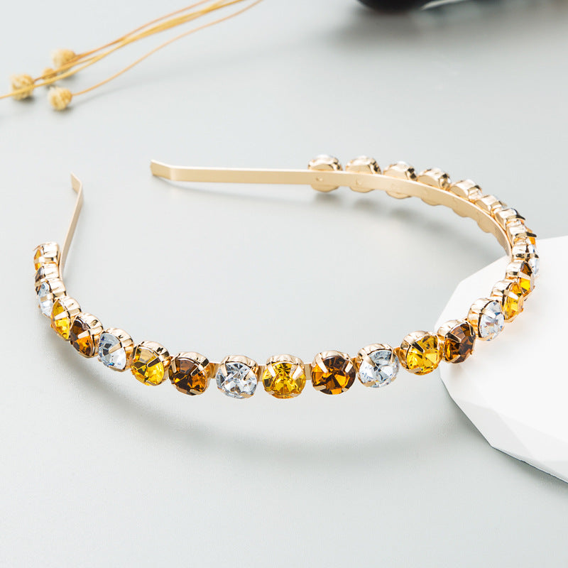 Baroque Gold Metal Headband With Colorful Rhinestones