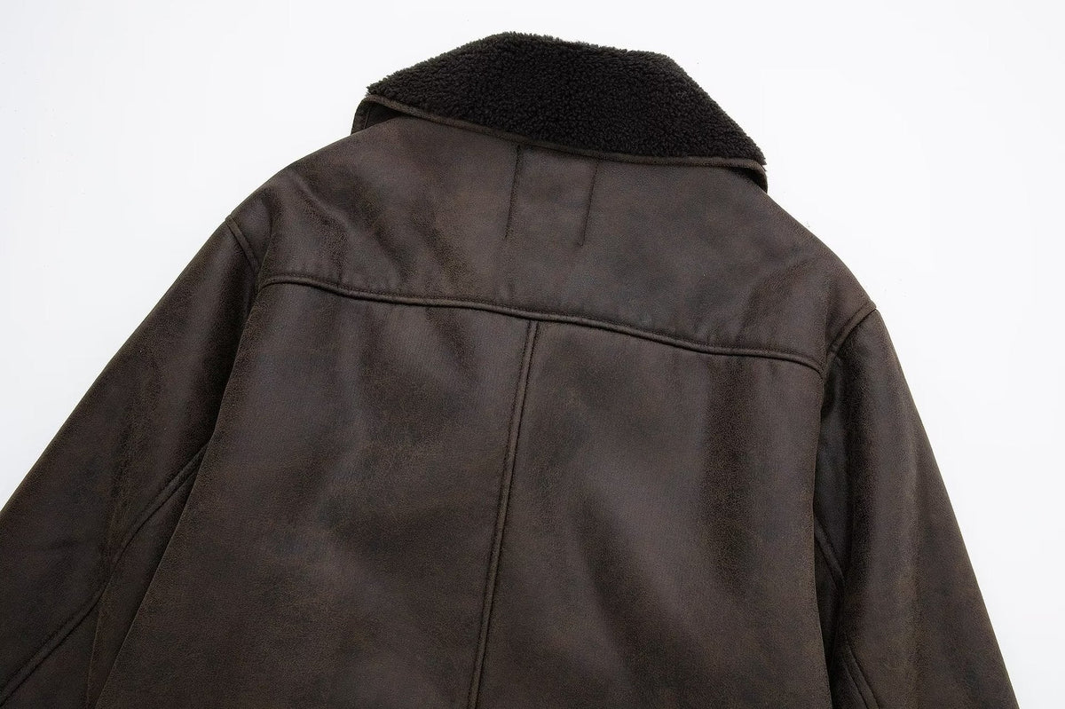 Oversized Plush Faux Suede Winter Coat