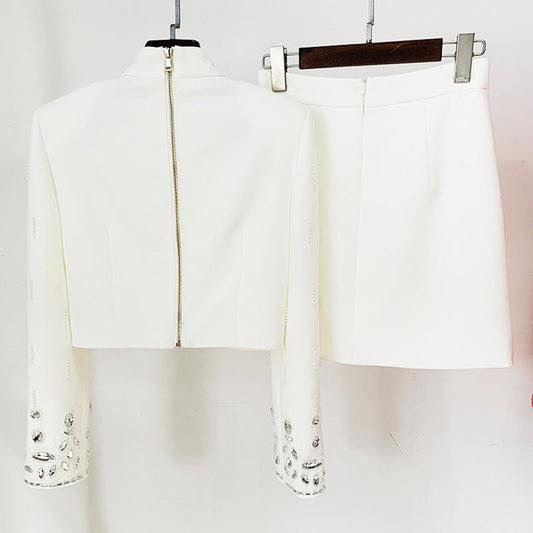 Beaded Short Top and Skirt Set
