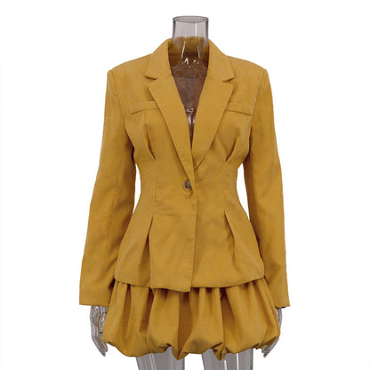 Elegant Peplum Blazer & Skirt Set Stylish Business Attire