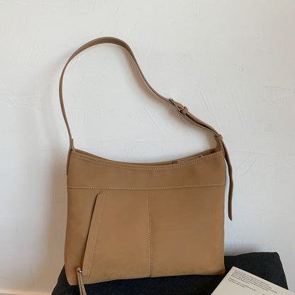 Vintage Style Casual Tote Bag Large Capacity PU Shoulder Bag