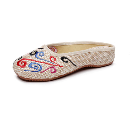 Butterfly Cloth Shoes Ladies Casual Summer Walking, Shopping Tourism, Cow Tendon Bottom Slippers