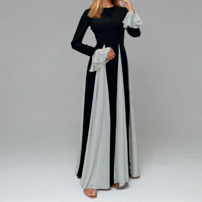 New Women's Casual A-Line Dress Solid Color Pleated Maxi Dress