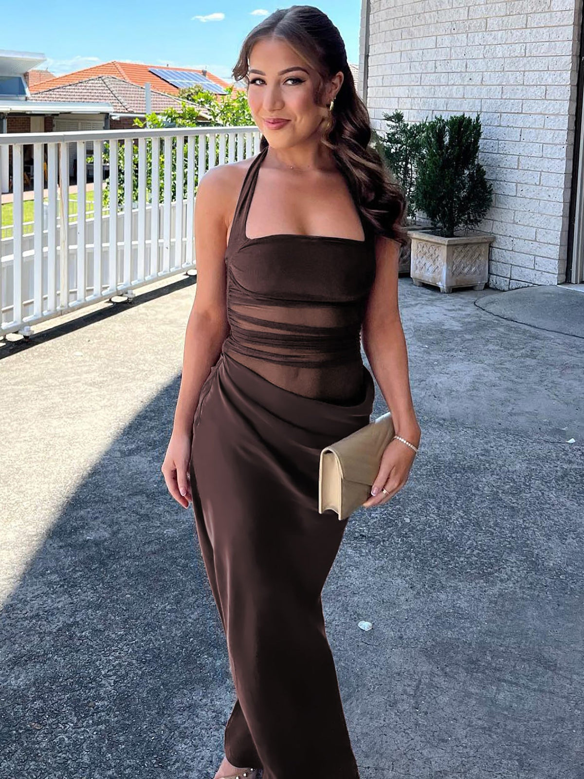Sleeveless Sheer Maxi Dress with Back Cutout