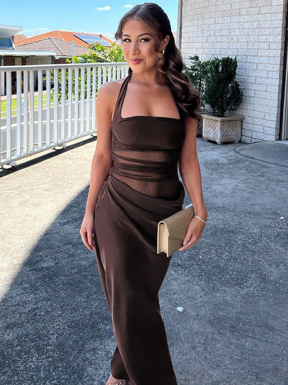 Sleeveless Sheer Maxi Dress with Back Cutout